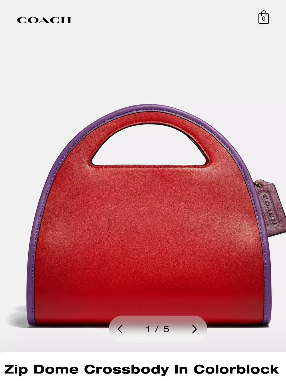 Coach Zip Dome Crossbody Bag Multi color (Red & Purple)